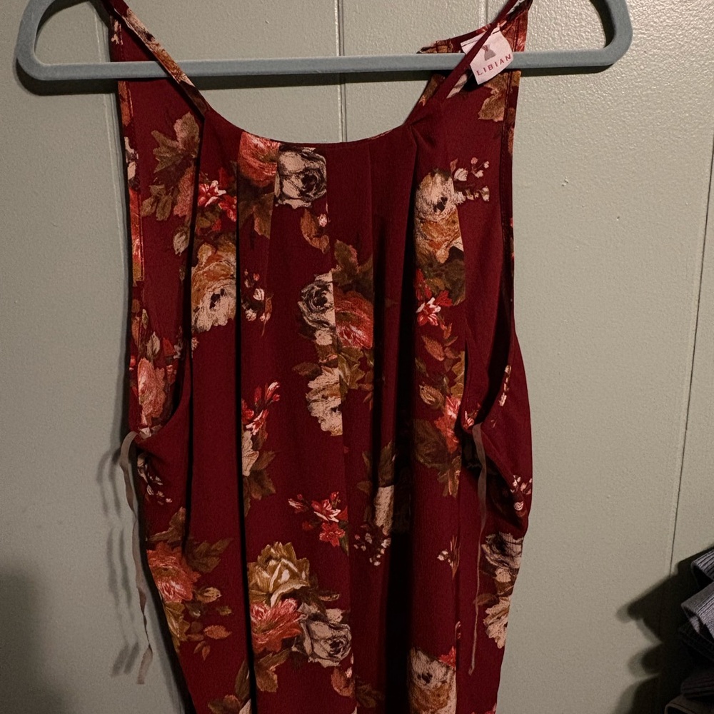 Floral Sleeveless Top - Red